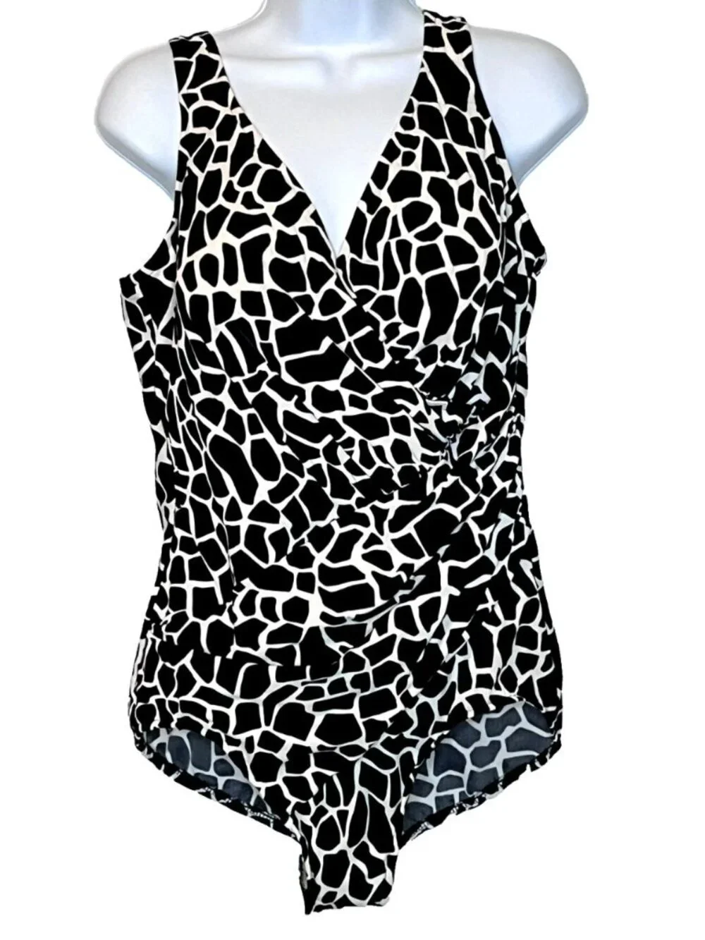 Miraclesuit 1-Piece Swimsuit 18W Faux Wrap Ruched Animal Print